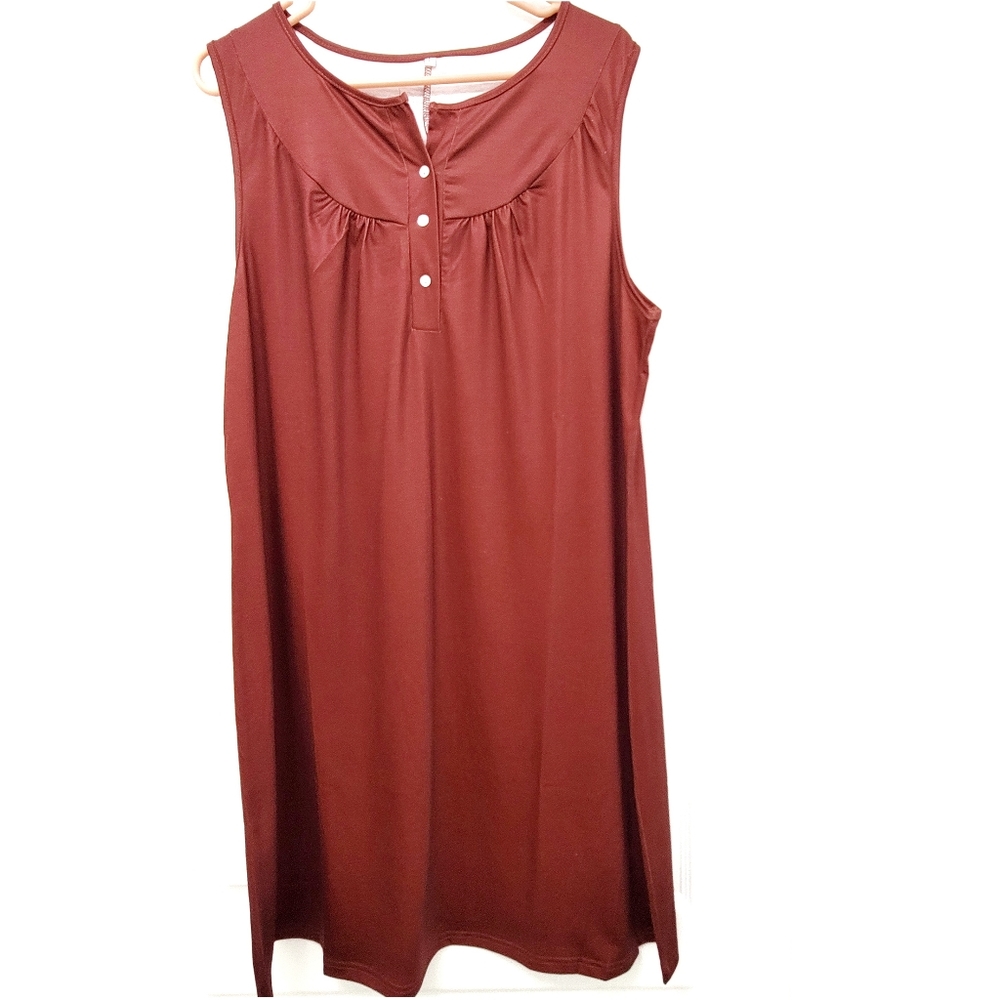 ``D25221 Rust Round Neck A-line Dress